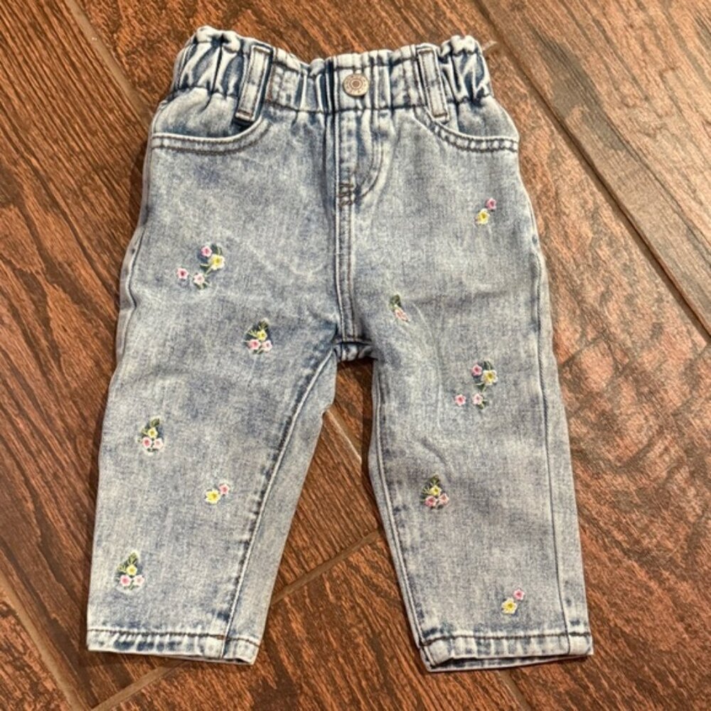 SHEIN Kids Light Blue Floral Jeans
